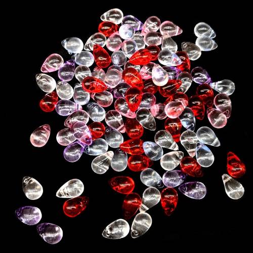 50pcs Acrylic Colorful Transparent Teardrop Beads Crystal Charm Water Drop DIY Supplies Bracelet Necklace Earrings Making Tool