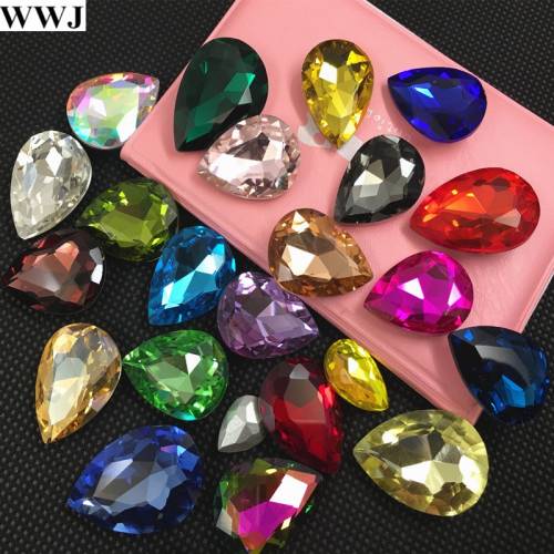 All Sizes Colors crystal teardrop fancy stone pointed back Droplet Jewelry beads glass 7x10 - 10x14~30x40mm no holes colorful drop