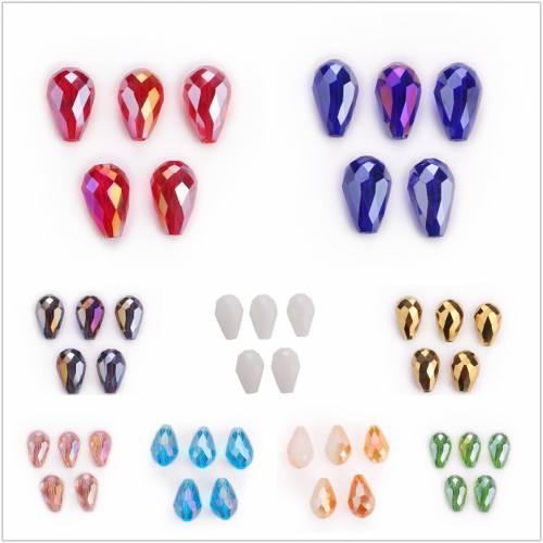 DIY Loose Necklace Bracelet Faceted Beads 18x12mm Mixed Glass Spacer Wholesale 20pcs Jewelry Making Teardrop Crystal Bulk Charms
