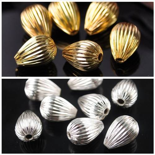 Gold Plated Color 16x11mm Teardrop Hollow Plicated Metal Brass Loose Beads Lot For Jewelry Making DIY Crafts Wholesale