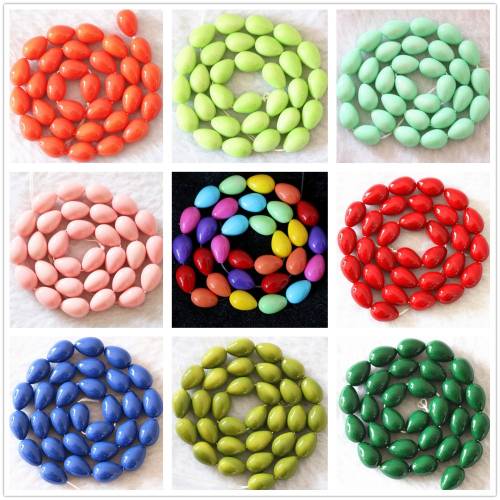 Mix-color hot sale charm paint glass beads 9x13mm teardrop waterdrop jewelry making 15 B1085