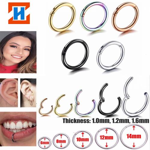1PC Surgical Steel Earrings Hinged High Segment Ring Septum Helix Piercing Cartilage Nose Ring Labret Fashion Perforated Jewelry