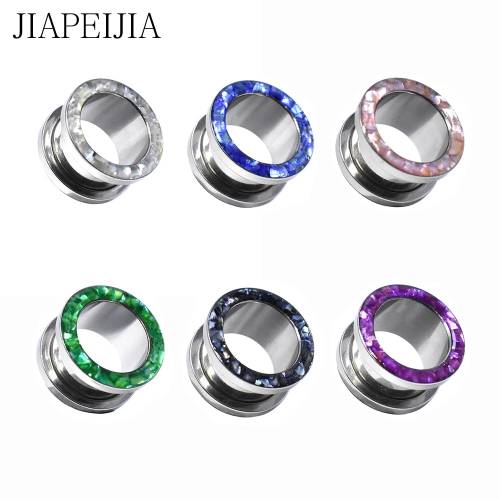 6-30mm Multicolor Circular Hollow Ear Gauges Tunnels and Plug Stainless Steel Ear Expander Studs Stretching Piercing Earring