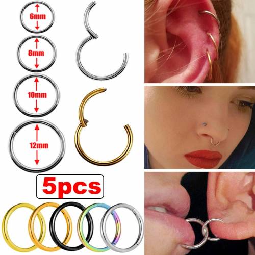 6/8/10/12mm Stainless Steel No Allergic Nose Ring Lip Earring Piercing Body Jewelry Nose Rings Clips Earrings Jewelry Gifts