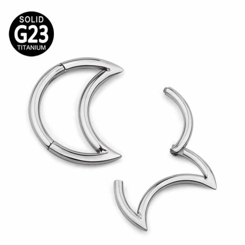G23 Titanium Crescent Moon Shaped Hinged Segment Hoop Nose Ring Nipple Clicker Ear Cartilage Tragus Helix Lip Piercing Jewelry