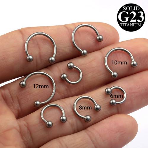 HONGTU 1PC G23 Titanium Body Piercing Jewelry Punk Horseshoe Septum Piercing Nose Lip Ring Ear Smiley Bar BCR Circular Barbell