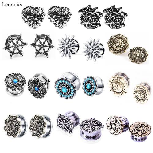 Leosoxs 1pc Jewelry 5-20mm Hot Sale New Retro Auricle Stainless Steel Pulley Ear Expansion Earplugs Body Piercing Jewelry