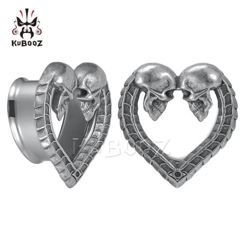 Wholesale Price Stainless Steel Heart Skull Head Ear Piercing Tunnels Expanders Body Jewelry Earring Gauges Stretchers 34PCS
