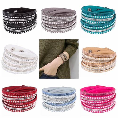 17 Colors New Fashion Leather bracelet Punk Style Multilayer Bracelets & Bangles Rivet Bracelet For Women pulseras
