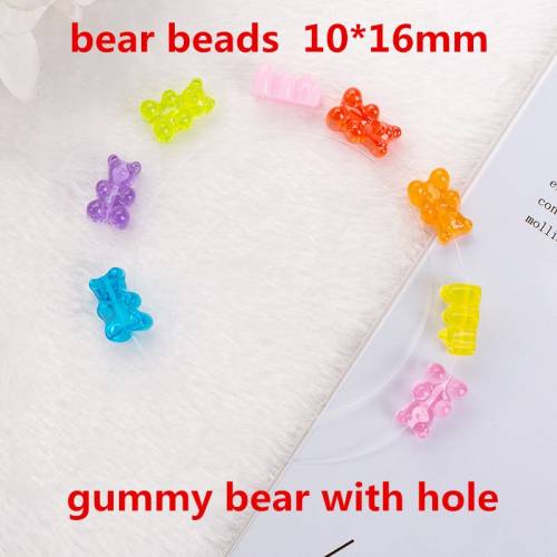 20Pcs 16*10MM Gummy Bear Charms Flatback Resin Beads With Hole Necklace Pendant Bracelets Diy Making Accessories