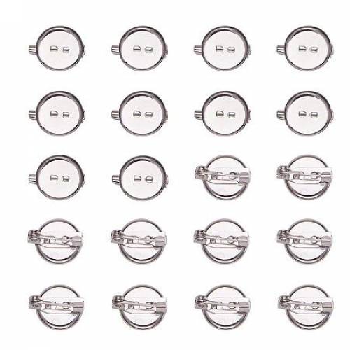 ARRICRAFT 50 Pcs Iron Brooch Clasps Pin Disk Base Pad Bezel Blank Cabochon Trays Backs Bar Diameter 13mm for Badge - Corsage - Name Tags and Jewelry...