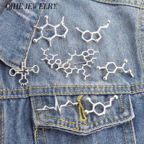 Molecular Structure Brooches Chemical Formula Badges EKG Love Hormone Chemistry Jewelry Gift for Nurse Teacher