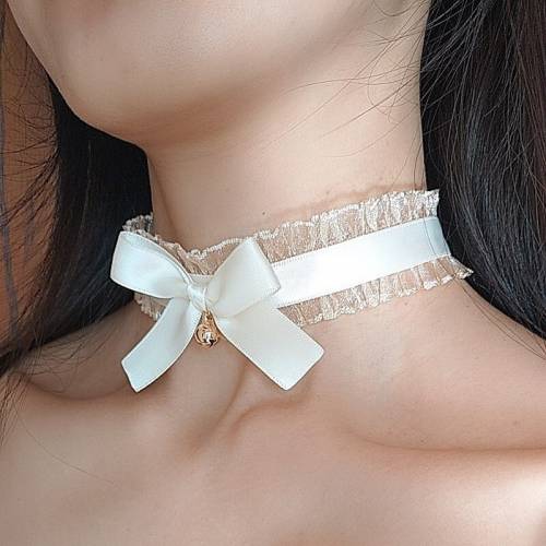 Lace collar black bow ruffled super fairy retro bell bow necklace choker female