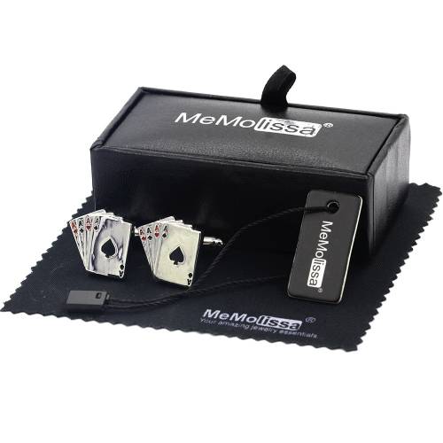 MeMolissa Display Box Cufflinks 4A Poker Cufflinks Male Luxury Shirt Cuff links Cards Design cufflink Free Tag & Wipe Cloth