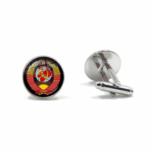 Vintage USSR Soviet Badges Sickle Hammer Cufflinks CCCP Russia Emblem Communism Sign Top Grade Cuff Button For Men Shirt Gift