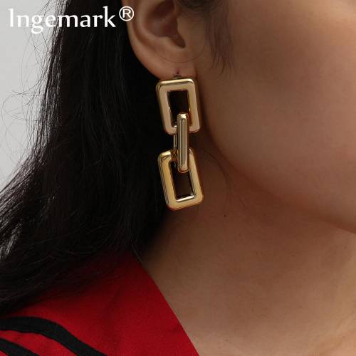 Punk Chunky Thick Link U Shape Geometric Drop Earrings for Women Statement Knotted Link Dangle Long Earrings Fashion Ear Jewelry