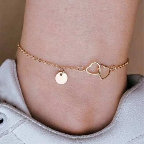 2021 Boho Anklet Foot Heart & Sheet Pendant Ankle Summer Bracelet Charm Sandals Barefoot Beach Foot Bridal Jewelry A036