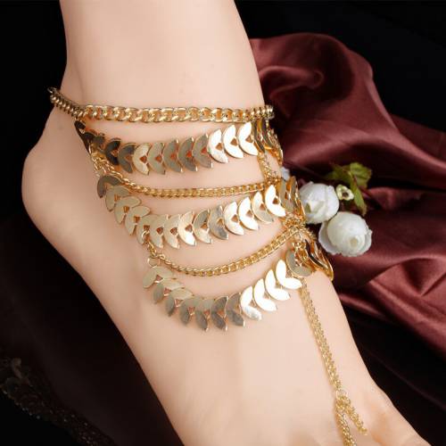 Anklet Foot Chain Foot Jewelry Foot Ring Leg Bracelet Fashion Retro Exaggerated Heavy Industry Multi-layer Tassel Chain Anklet