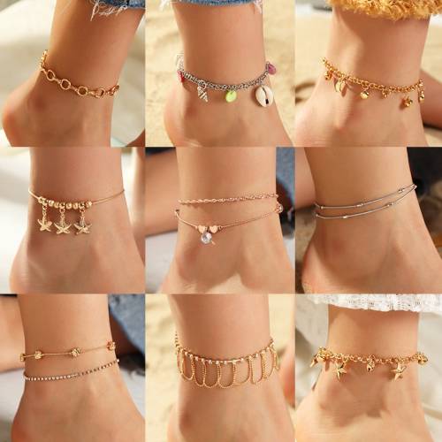 European and American Fashion Jewelry Simple Personality Summer Beach Shell Starfish Foot Chain Claw Women Wholesale