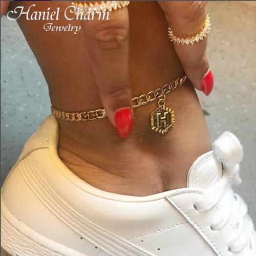 New A-Z Initial Letter Anklet For Women Gold Stainless Steel Anklets Charm Chain Alphabet Foot Accessories Jewelry Bijoux Femme
