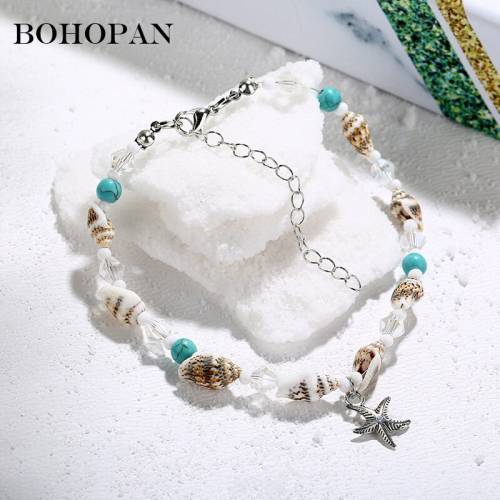 Retro Anklet For Women Bohemia Bracelets Foot Jewelry Girls Ankle Charm Starfish Beads Leg Chain Bracelet Fashion Jewelry Bijoux