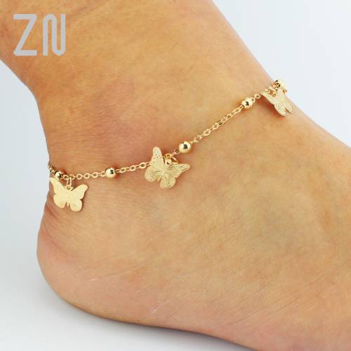 ZN Gold Bohemian Anklet Beach Foot Jewelry Leg Chain Butterfly Dragonfly anklets For Women Barefoot Sandals Ankle Bracelet feet