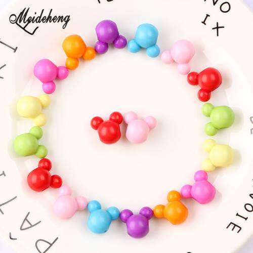 Acrylic Animals Mouse Head Big Hole beads for Jewelry Making hair accessories Handmade Bracelet Children‘s Gifts Spring color