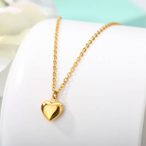 Stainless Steel Love Heart Pendant Necklaces Jewelry Rose Gold Chain & Link Wedding Necklace For Women