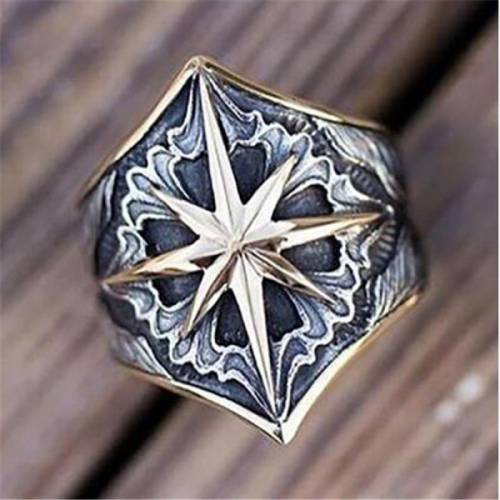 2021 New Retro Pattern Cross Pattern Ring Men‘s Ring Fashion Vintage Metal Ring Accessories Party Gift Viking Jewelry