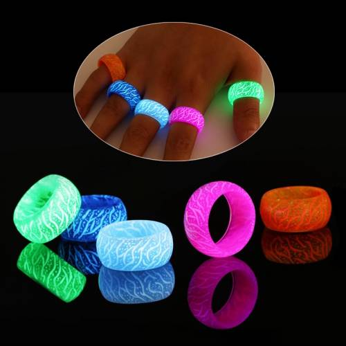 2022 New Colorful Luminous Resin Ring Women Men punk Fluorescent Glowing Rings Glow In The Dark Finger Ring Jewelry Gift