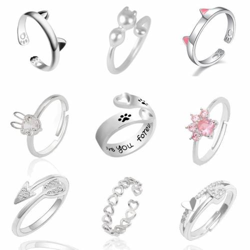 Hot Selling Fashion Women‘s Ring Pet Dog Paw Cat Ears Angel Wings Bee Rabbit Heart Wedding Ring Animal Jewelry Gift 2020 New