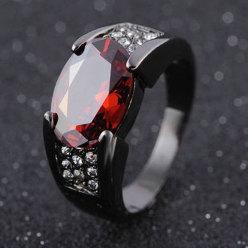 Milangirl Zircon Inlaid Black Ring Cross Border Men‘S Ring red purple crystal rings Wholesale Jewelry Anniversary Gift for Men