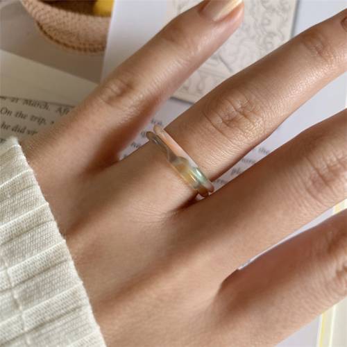 New Fashion Korea 2021 Chic Colorful Transparent Resin Acrylic Rings Hot Morandi Color Women Party Jewelry