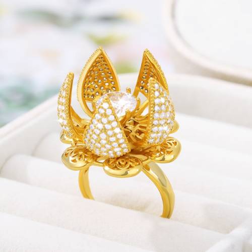 Stainless Steel Hollow Open And Close Bud Rings For Women Geometric Elegant Female Garland Blooming Flowers Vintage Ring Jewerly