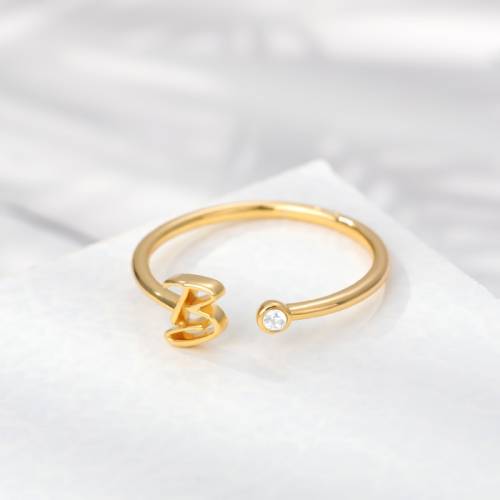 Tiny Initial Letter Rings For Women Stainless Steel Gold Letter Finger Adjustable A-Z Ring Boho Aesthetic Jewelry bijoux femme