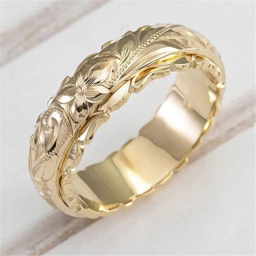 Vintage Gold Wedding Rings for Women Creative Rose Flower Promise Women‘s Rings Simple Metal Female Engagement Jewelry Gifts