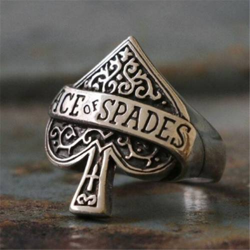 Vintage Spades Playing Cards Men Fashion Punk Ring Party Accessories Hip Hop Rock Accessories Holiday Special Gift Wholesale