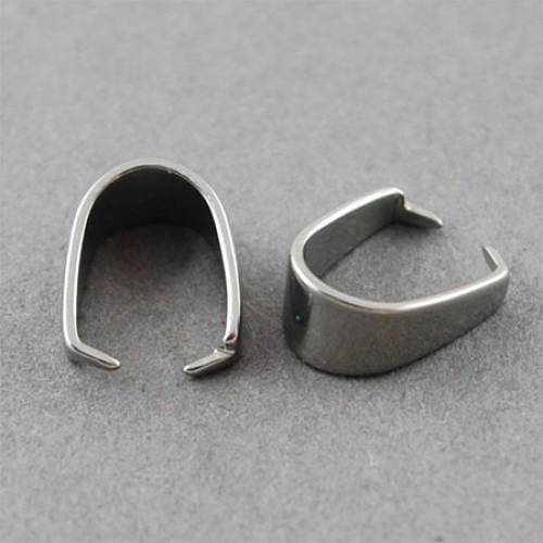 NBEADS 500pcs Stainless Steel Pinch Bail Bead Charms Pendant Clasps Connector Jewelry Findings (13x9x6mm)
