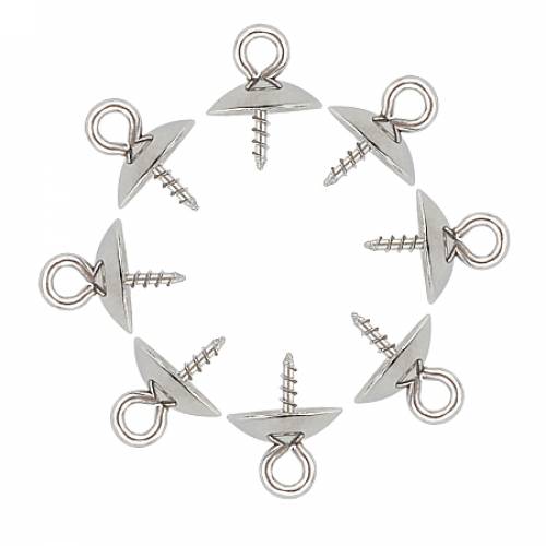 Unicraftale 304 Stainless Steel Peg Bails Pendants - For Half Drilled Beads - Stainless Steel Color - 10x8mm - Hole: 2mm - Pin: 12mm; 100pcs/box