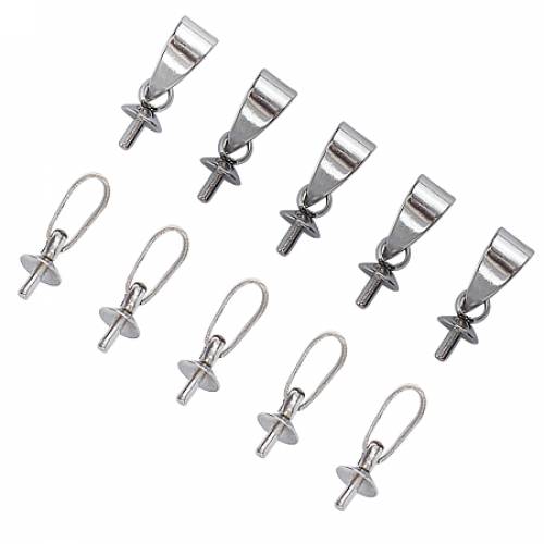 Unicraftale 304 Stainless Steel Peg Bails Pendants - For Half Drilled Beads - Stainless Steel Color - 125x5mm - Hole: 25mm - Pin: 1mm - 80pcs/box