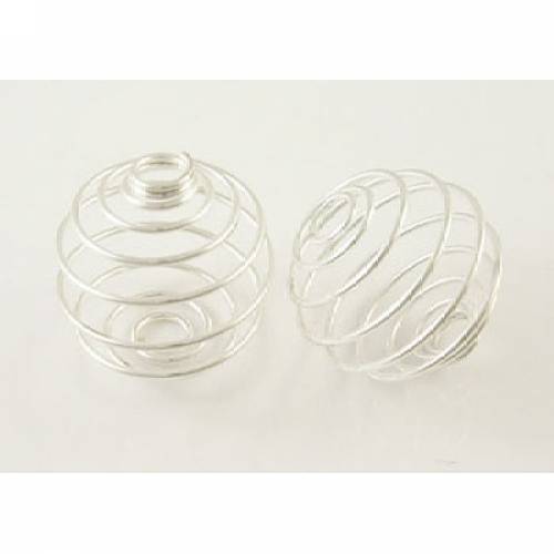 ARRICRAFT Silver Iron Round Spring Bead Cages Size 21x20mm Pack of 20 Pcs for Pendants Making