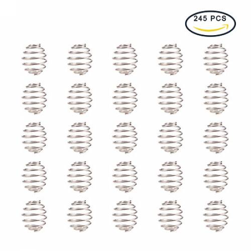 PandaHall Elite Diameter 9mm Silver Iron Spiral Round Bead Cages for Pendants Making - about 245pcs/box