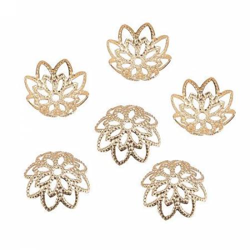 ARRICRAFT About 10pcs 304 Stainless Steel Bead Caps for Bracelet Necklace Earrings Jewelry Making Crafts - Flower - More-Petal - Golden - 11x4mm -...