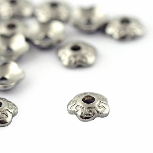 NBEADS 500pcs 4mm Stainless Steel Flower Bead Caps Jewelry Findings Accessories for Bracelet Necklace Jewelry Making