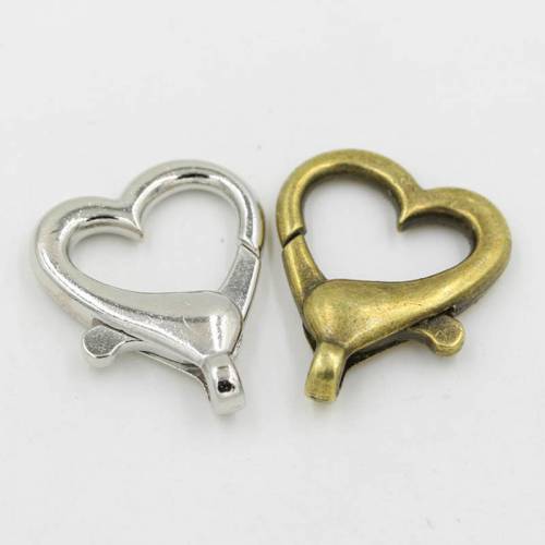 10pcs 22x27mm Big Heart Lobster Clasp Heart Shape Key Chain Hook For DIY Jewelry Making Necklace Bracelet Connectors Accessories