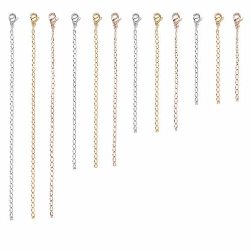 10pcs Stainless Steel Necklace Extension Chain Extended Tail Chain With Lobster Clasps For DIY Jewelry Making Findings Bracelet