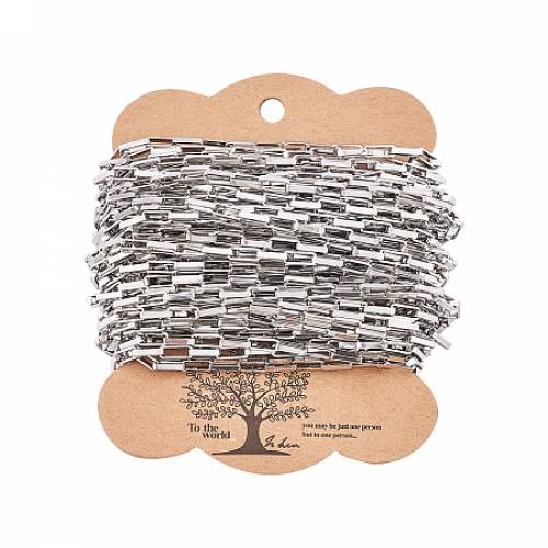 304 Stainless Steel Venetian Chains - Box Chains - Flat Oval - Drawn Elongated Cable Chains - with Cardboard Display Cards - Unwelded - Stainless...