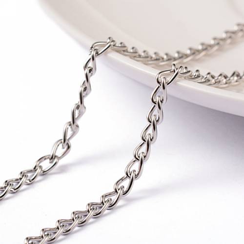 Iron Twisted Chains - Unwelded - with Spool - Lead Free & Nickel Free - Platinum - 5x3x08mm