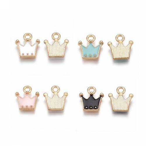 Alloy Charms - with Enamel - Crown - Light Gold - Mixed Color - 115x105x2mm - Hole: 15mm