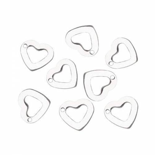 ArriCraft About 20pcs 304 Stainless Steel Charms for DIY Bracelet Necklace Earring Making - Heart - Stainless Steel Color - 10x11x1mm - Hole: 05mm